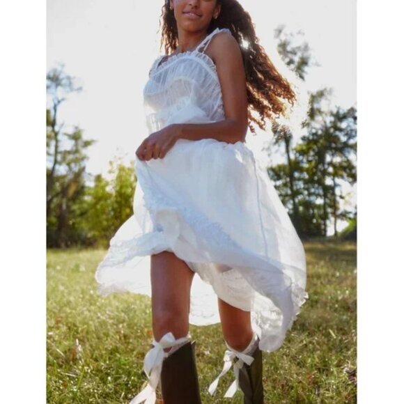 FREE PEOPLE NWT Moon Phase Midi Slip / Ivory - small - Picture 6 of 8